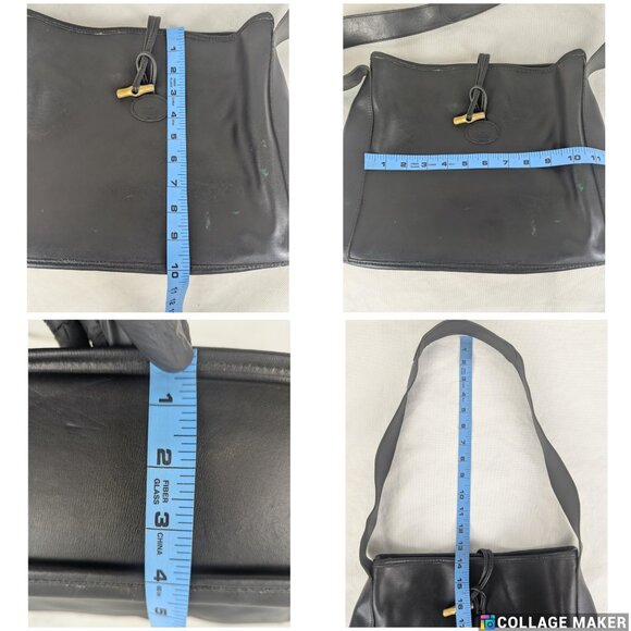 Authentic Longchamp Black Leather Crossbody Shoulder Bag Made in France - Picture 9 of 9